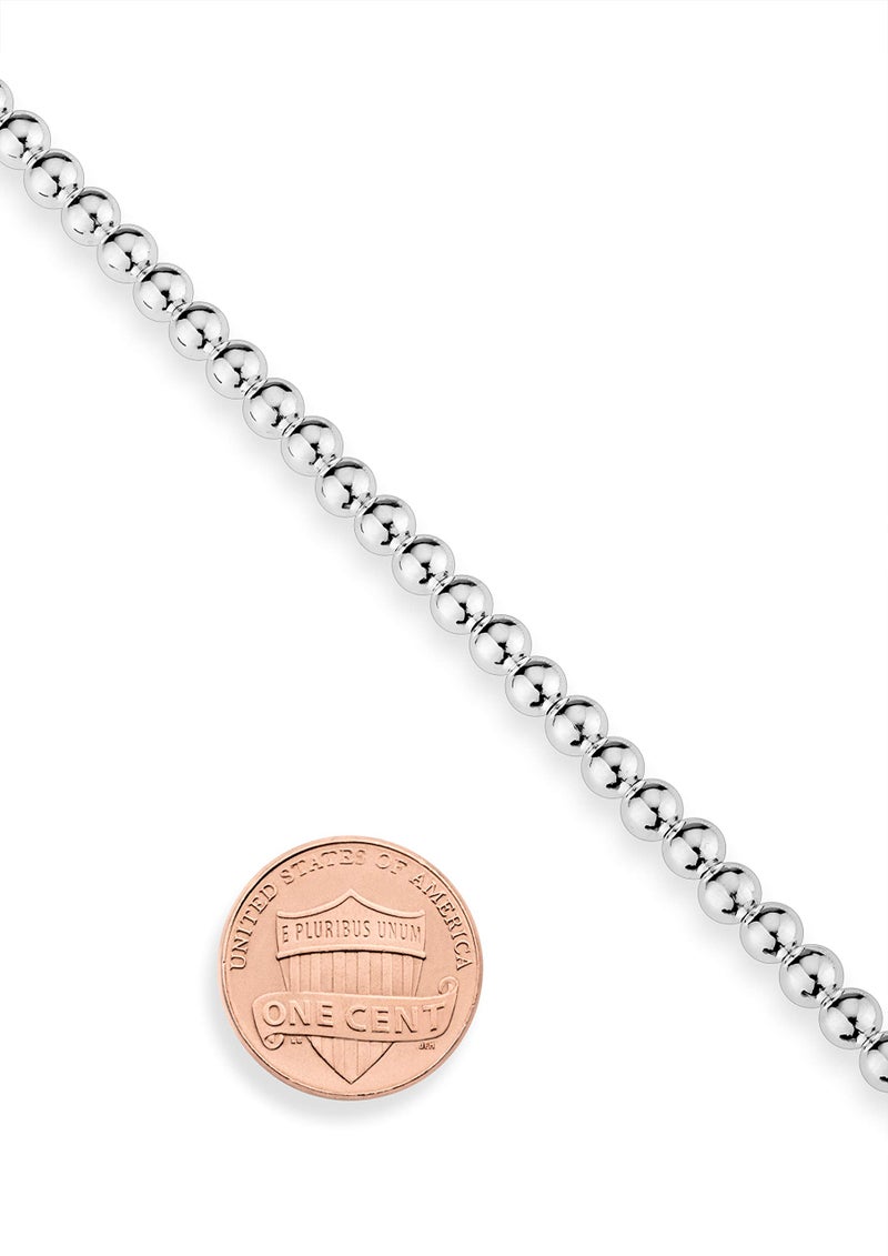 Miabella Italian 925 Sterling Silver Handmade 4mm Bead Ball Strand Chain Necklace for Women, Made in Italy (Length 16 Inches) - Image 3